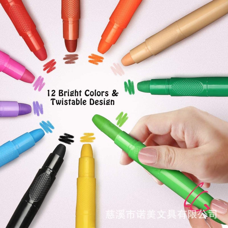 Milcraft Face Paint Crayons - 12 Vibrant Colors Twistable & Washable Face Paint Sticks - Face Painting Kit for Party, Halloween, Belly Painting Kit Pregnancy, Makeup Body Paints for Adults - Image 5